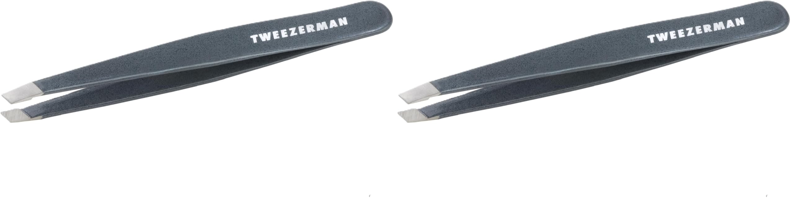 Tweezerman Stainless Steel Slant Tweezer - Eyebrow Tweezers for Women and Men (Blue Stone) (Pack of 2)