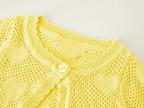 ASHER FASHION Girls Bolero Cardigan Short Sleeve Kids Cute Heart Knitted Hollow Shrug Sweaters Dress Cover Up Crop Tops3