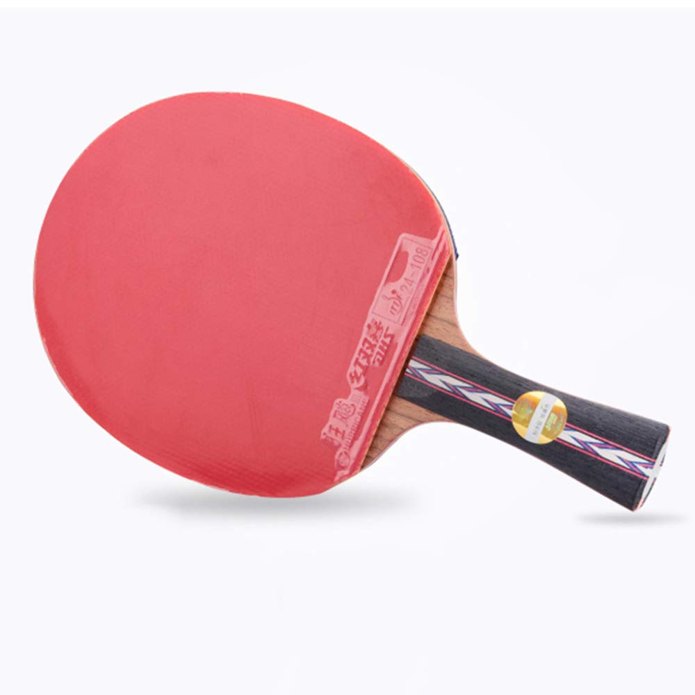 Mazza da ping pong professionale, racchetta competizione con custodia, 5 strati di legno puro / 7 stelle/manico corto