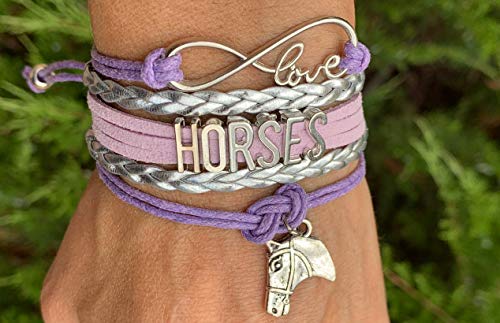 Horse Bracelet – Teal and Silver Love Infinity Horses Charm – Equestrian Jewelry Gift for Riders, Horse Lovers – Cute Accessories for Birthdays or Special Occasions2