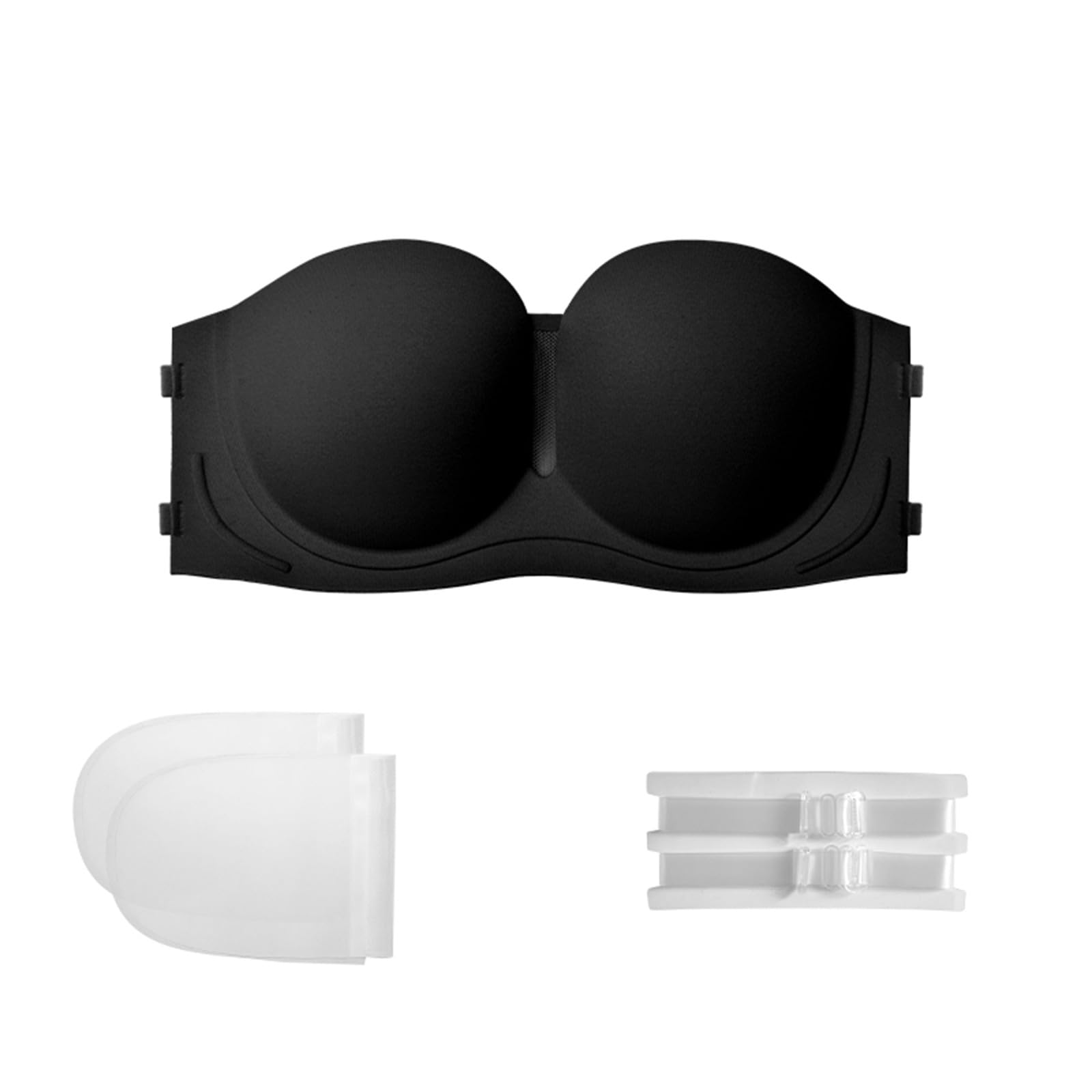 Sujetador Sin Tirantes for Mujer, Antideslizante, con Aros, Push-up, Cómodo, Sujetador Bandeau Invisible, Negro, S