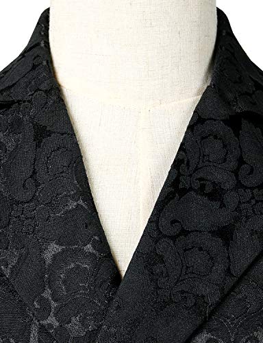 ZEROYAA Mens Gothic Steampunk Double Breasted Jacquard Brocade Vest Waistcoat Sleeveless Tailcoat3