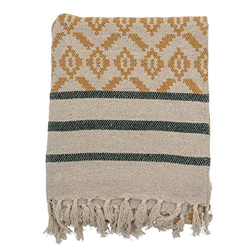 Bloomingville Hochwertige Tagesdecke 160x130 cm – Vielseitige Kuscheldecke aus recycelter Baumwolle, ideal als Sofadecke, kuschelig weich und pflegeleicht (Gelb)