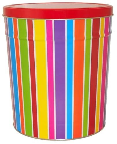 C.R. Frank Popcorn - Gourmet Popcorn Tin, 3.5 Gallon, Everyday Stripes (3 Way Butter, Cheese, and Caramel)