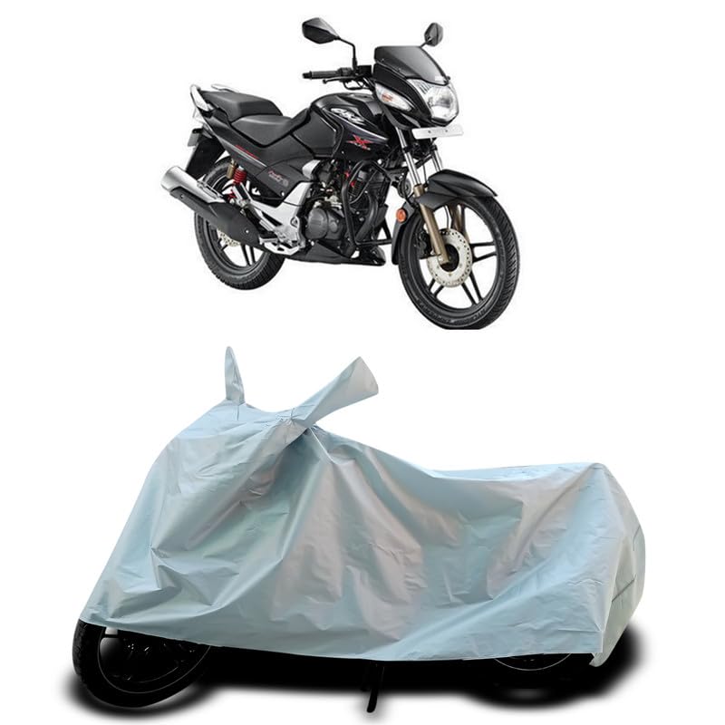 DUFFEL-Two Wheeler Bike Body Cover Compatible for Hero Cbz Bs6 Heat Protectio/UV-Rays/Birds Dropping/DustProof/Waterproof All Variants [Silver]