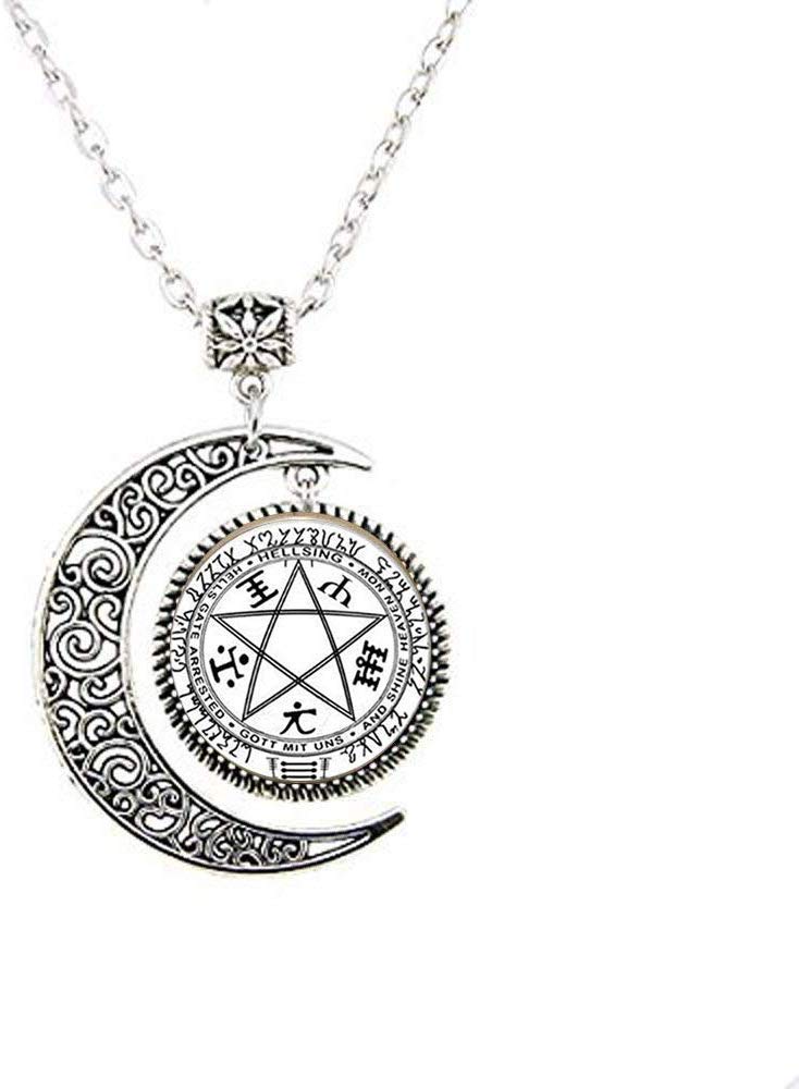 Hellsing Pentagram Moon Necklace Hellsing Pentagram Jewelry Art Picture Jewelry