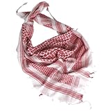 Material: 100 % Baumwolle Tactical Shemagh Army Scarf Military Shermag Head Wrap Patrol Keffiyeh White Red by Mil-Tec