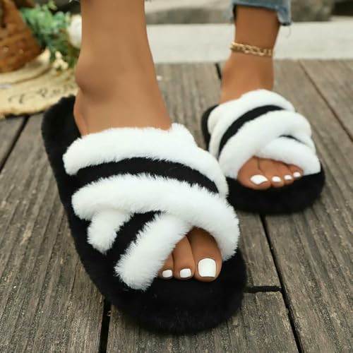 Slippers Furry Home Slippers Women'S Indoor Fashion Eva Cross Flip Flops Soft Flat Shoes4