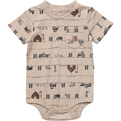 Image of Carhartt Baby Boys' Short-Sleeve Henley Bodysuit