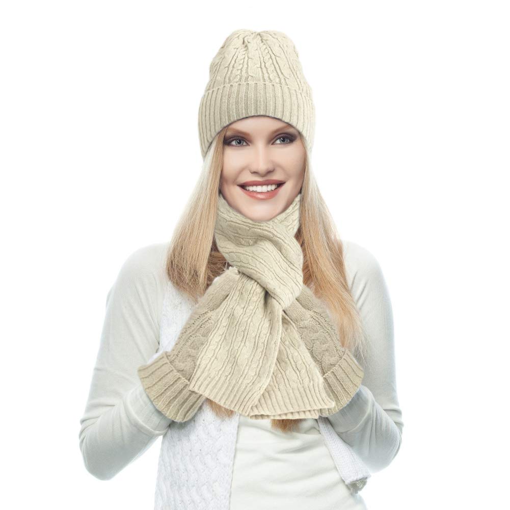Warmiehomy Set de Bufandas y Guantes y Sombreros de Invierno, 3 Piezas Conjunto de Gorros y Estolas Guantes de Punto, Suave Cálido, para Mujer Hombre Adultos y Niños