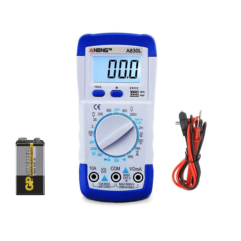 amiciSense 830L Digital Multimeter 1999 Count AC/DC Voltage Current Resistance Diode Transistor hFE Management Multimeter with 9V Battery (B09FGH5JQJ) Amazon Price History, Amazon Price Tracker