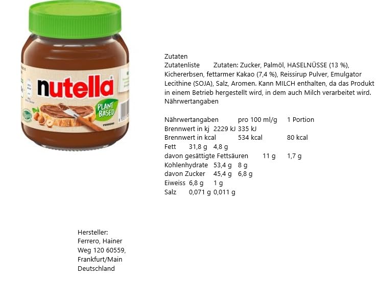 3 x N u t e l l a Plant based Vegan a 350g + Space Riegel 45g von Onlineshop Bormann