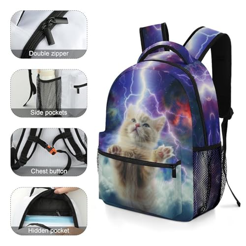 Cute Cat Universe Galaxy Backpack for Girls Boys Kids, Cat Bookbag Kitten Backpack for Kids Student & Travel Backpacks or Daily Use4
