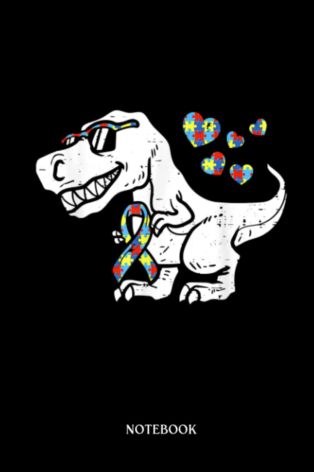 Dinosaur Notebook: Kids Autism Awareness Ribbon T-Réx Dino Dinosaur Boy Girl | Dinosaur Notebook, Gift For T-Rex Lovers| 6”X9 Wide Blank Lined Workbook For Teens Kids Girls Boys.