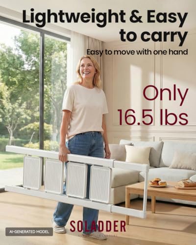 Image of SOLADDER Step Ladder 4 Step Folding Stool with Anti-Slip Widened Sturdy Pedal and Handgrip, Portable and Multi-Use Iron Stepladder for Home, Kitchen, 300 lbs Capacity -Pure White