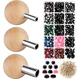 3 Pcs Safety Eye Tool Auxiliary Tools for Attaching Washers and 280 Pcs Plastic Craft Crochet Eyes Doll Eyes and Noses with Washers Set, Safety Eye Tool for DIY Amigurumi Puppet Bear Stuffed Animals