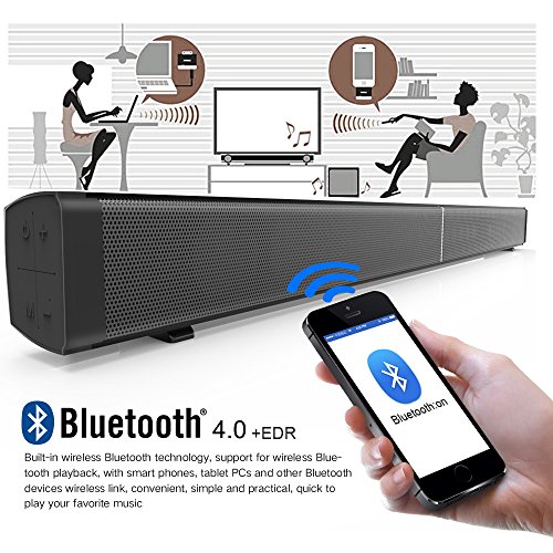 Soundbar, Jumphigh 32Inch 4 Speakers Strong Bass Sound Bar Bluetooth