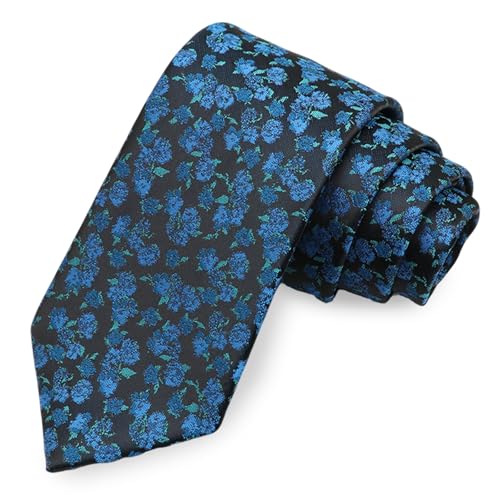 Image of Floral Ties for Men Satin Mens Tie Flower Printed Neck Tie Wedding Party Business