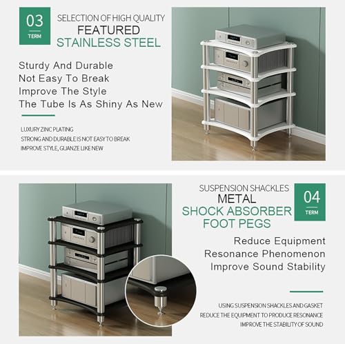 Supporto stereo, rack audio, mensola multimediale, supporto per console di gioco, mensola angolare per supporto multimediale, mensola per proiettore, rack audio stereo, per proiettore, PS5, lettore