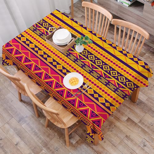 DALEXHM Nappe Rectangulaire 137x183 cm Nappe Exterieur Imperméable Anti-tâche Protection de Table pour Salle à Mangerr,Tissu de vêtements à Motifs Tribaux...