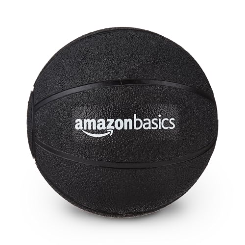 Image of Amazon Basics Rubber Medicine Ball | 3 Kg | for Strength Training, Core Workouts, Endurance Training | Non-Slip Surface | Black