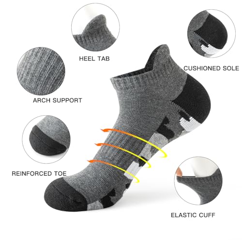 JOYNÉE 6 Pairs Mens Ankle running Socks Men Low Cut Athletic Socks with Tab2