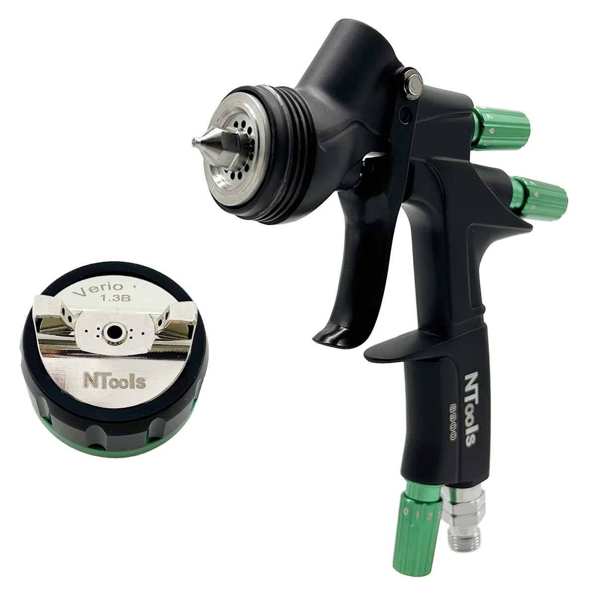 HVLP Pistola pulverizadora de aire profesional con alimentación por gravedad, boquilla de 1.3mm con taza de plástico de 600cc, pistola pulverizadora para pintura y barniz de automóviles