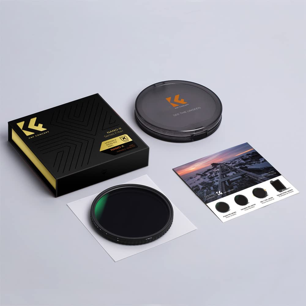 K&F CONCEPT Nano-X Variabler Graufilter 72MM Variable ND Filter ND32-512(5-9 Blendenstufen)