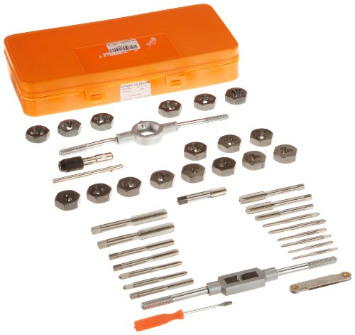 Drill America 40 Piece High Speed Steel Tap and Die Set with Hex Dies (3mm - 12mm NC and NF), DWT Series