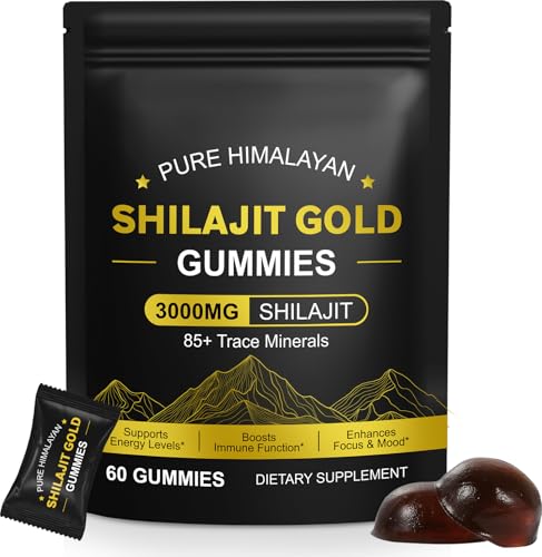 Shilajit-Gummibärchen für Männer und Frauen natürliche Himalaya-Gold-Shilajit-Gummibärchen Energieschub und Stärkung Vitalität glutenfrei 60 Gummies