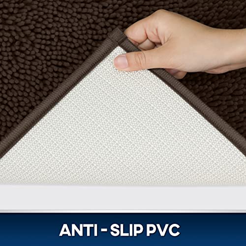 TREETONE Chenille-Badematten-Set, 3-teilig, WC-Vorleger-Set, 50.8 x 50.8 cm, U-förmiger WC-Vorleger & 50.8 x 81.3 cm, Teppich & 1 Deckelbezug, Dusche & Badezimmer, Schokoladenbraun – Bild 5