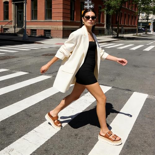 Image of Dsevht Raffia Platform Wedges Sandals for Women Espadrille Slide Sandal Adjustable Summer Woven Straw Crochet Cute Casual Beach Shoes