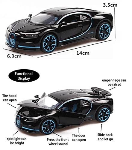Image of 1:32 Scale Buugatti Chiiron Die-Cast Metal Cars with 4 Openable Doors Light and Musical Sound, Pull Back Action Vehicle Toy for Kids(Colors as Per Stock)(Buugatti Chiiron)