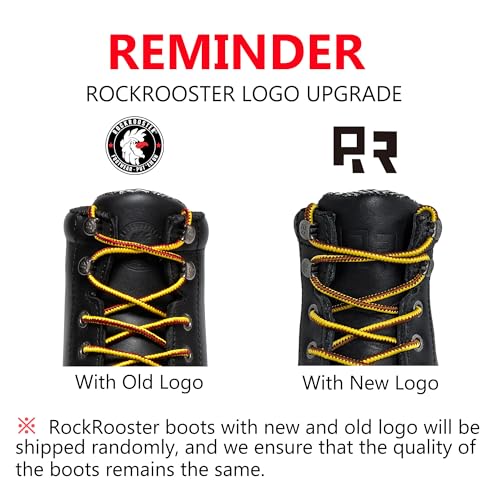 ROCKROOSTER Men's 6 Inch Black Steel Toe Leather Work Boots, Wedge Sole Safety Boots for Construction and Rough Work SAP2301-ST3