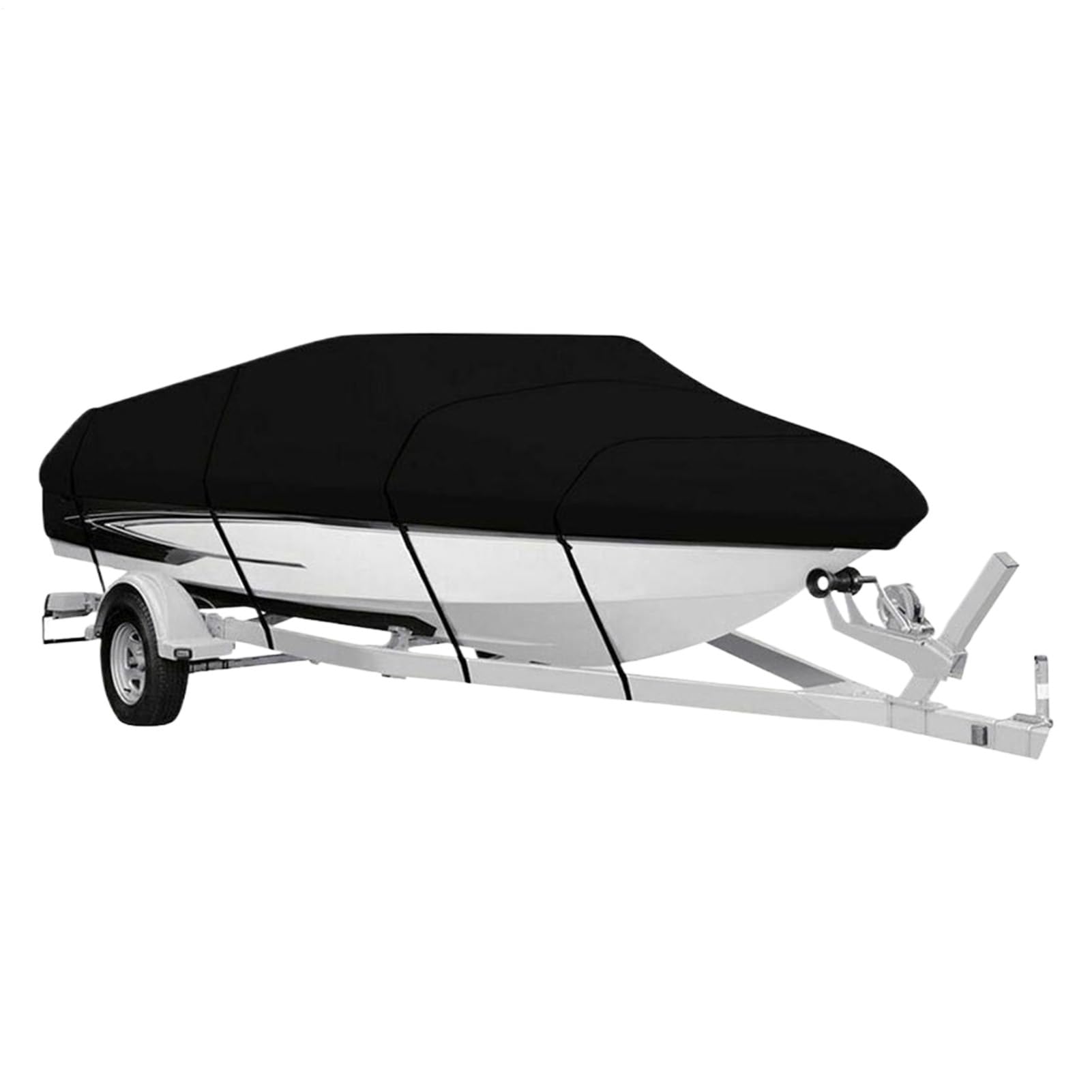 Bootspersenning Abdeckplane Bootsplane 190T Oxford Tuch Abdeckplanen für Boote, Schwarz Bootabdeckplanen Bootsabdeckung Persenning für V-Rumpf, Ruderboot, Angelboot - Wasserdicht Anti-UV