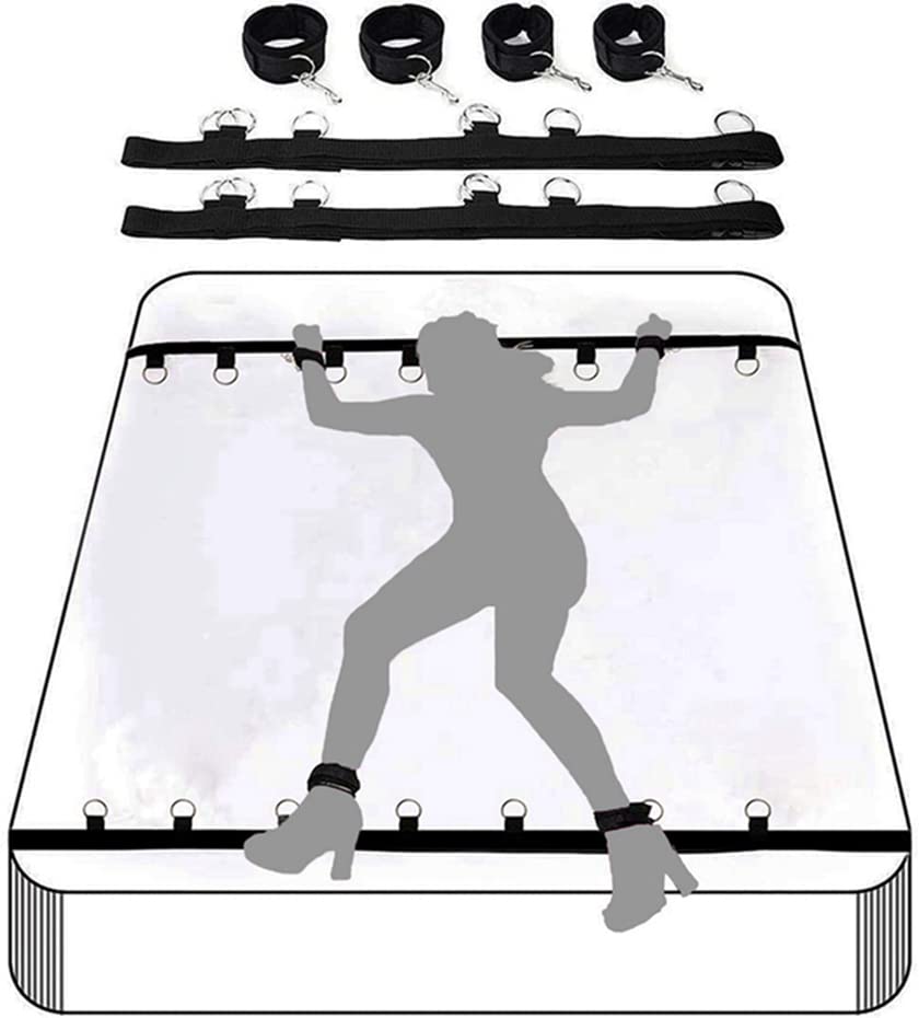 Bondaged Kit Adult Bondaged Kit for Couples Sex Bondage Toy Bondage Rope Bed Bondage Straps with Hand and Ankle Cuffs for Leg Bedroom Position Game Soft and Durable Black Sunglasses