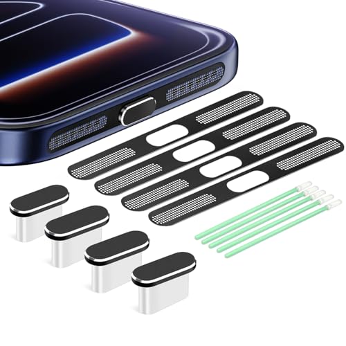 Image of USB C Dust Plug,USB C Port Cover Type C Charging Port Plug Cover Speaker Dust Cover,Accessories for iPhone 17 Pro Max (Black, for iPhone 17 Pro Max)