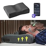 Cervical Auto-Height Adjusting Bed Smart Pillow with AI Powered App for Back & Side Sleepers Open-cell Memory Foam for Anti Snoring