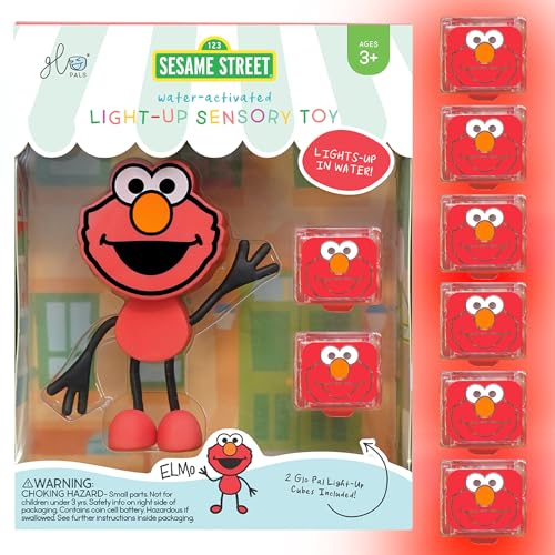 Glo Pals x Sesame Street Water-Activated Light-Up Cubes for Sensory Play (Elmo - Cubes with Character)