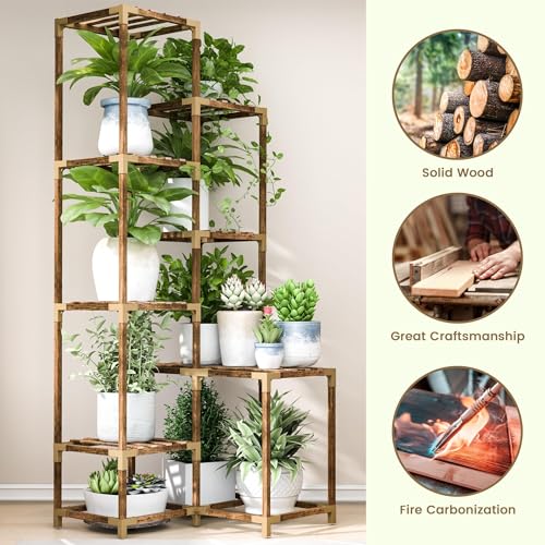 HOMKIRT-Tall-Corner-Plant-Stand-with-Grow-Lights-Plant-Shelf-Indoor-for-Multiple-Plants-Wood-Plant-Ladder-Rack-Holder-Display-Flower-Stand-for-Living-Room-Balcony HOMKIRT Tall Corner Plant Stand with Grow Lights Plant Shelf Indoor for Multiple Plants Wood Plant Ladder Rack Holder Display Flower Stand for Living Room Balcony