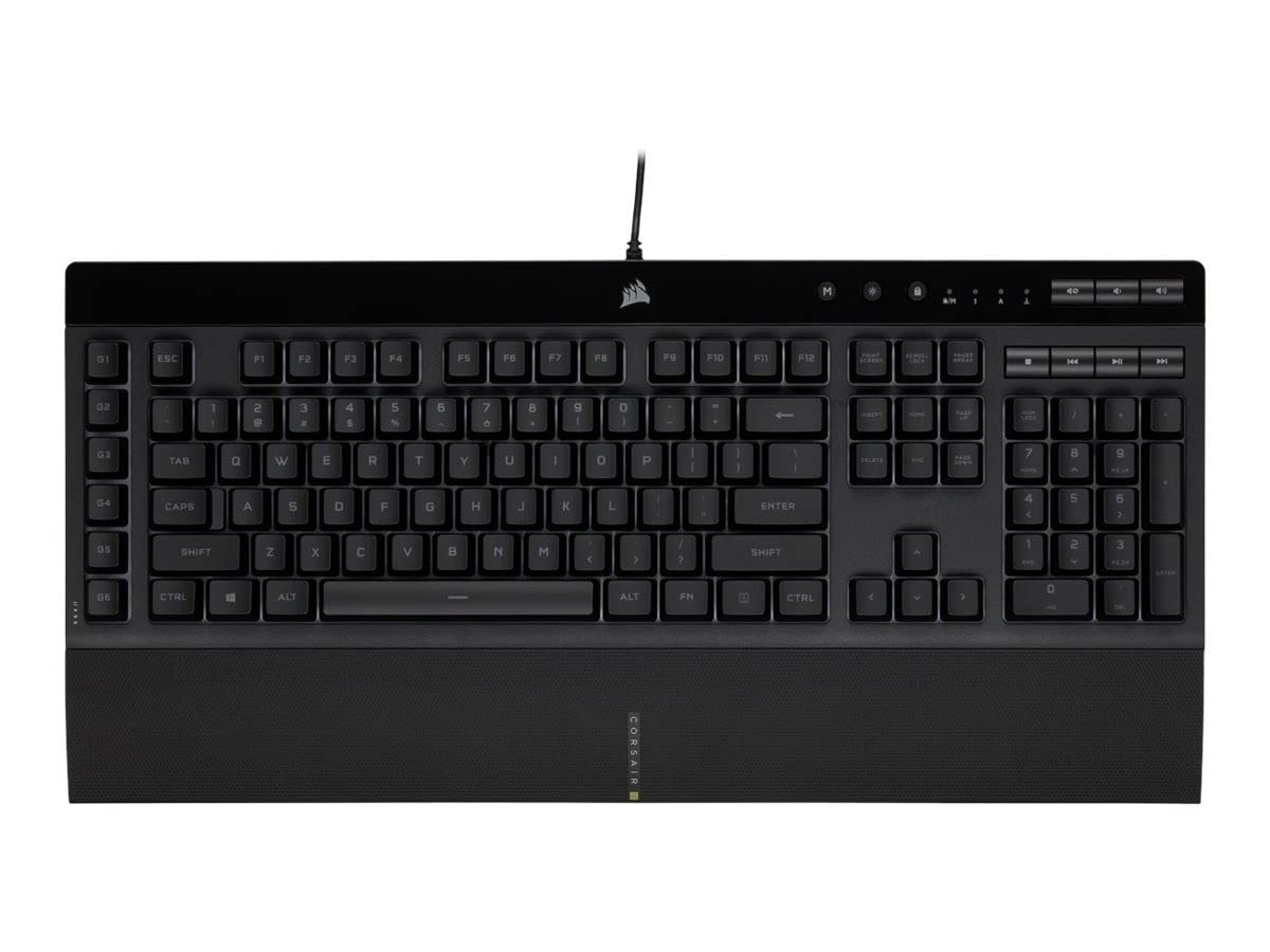 Corsair K55 RGB PRO klawiatura gamingowa z membranowymi klawiszami, dynamiczne podświetlenie RGB, 6 klawiszy makro z oprogramowaniem Elgata, zabezpieczona przed kurzem i wyciekiem, QWERTY, czarna