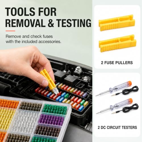 Kit de fusibles automotrices de 1011 piezas, surtido de fusibles de cuchilla de 2A a 40A miniatura 6