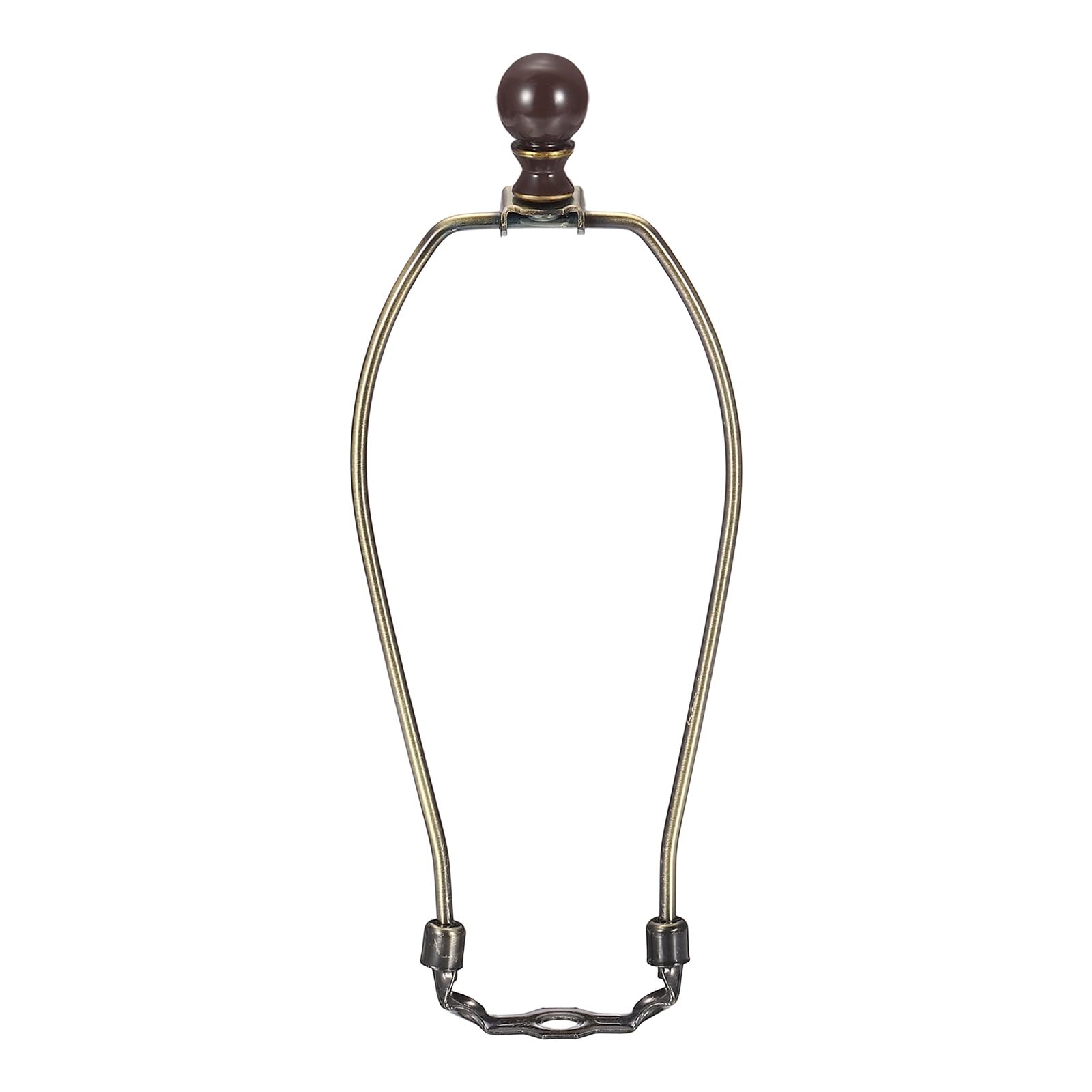 PATIKIL 1 Set 9" Lamp Shade Harp Holder, Heavy Duty Detachable Lampshade Brackets with 1.46" Height Solid Metal Finial Shade Holder for Table and Floor Lamps, Bronze/Brown