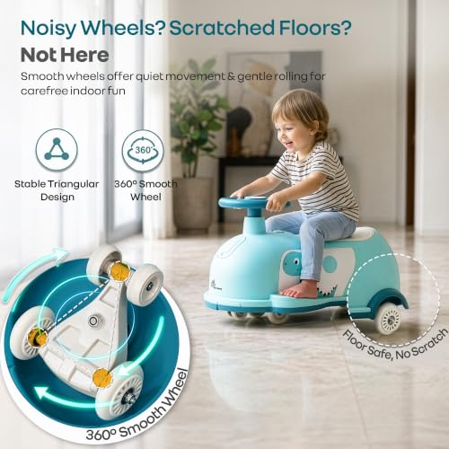 Image of R for Rabbit Iya Iya Poppy Swing Car for Kids, 3 in 1 Baby Push Ride-On & Pull Along Car | ABEC7 Bearing Smooth Wheels with Storage Seat | Ideal for 2+ Years Boys & Girls, Upto 50 Kgs (Lake Blue)