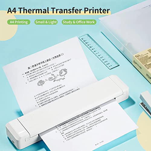 Image of Portable Wireless Letter Printer for Travel, Bluetooth Thermal Inkless Small Printer, Support A4 Paper, Work with Laptop Phone and Pad (White)