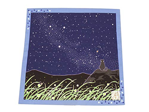 【さらさ】 日本製 たまのお散歩 大判はんかち 小ふろしき 約50×50cm 単品 猫 ネコ ねこ ハチワレ 四季 風呂敷 尺三巾 ハンカチ かわいい 日本 和雑貨 tama (6天の川)
