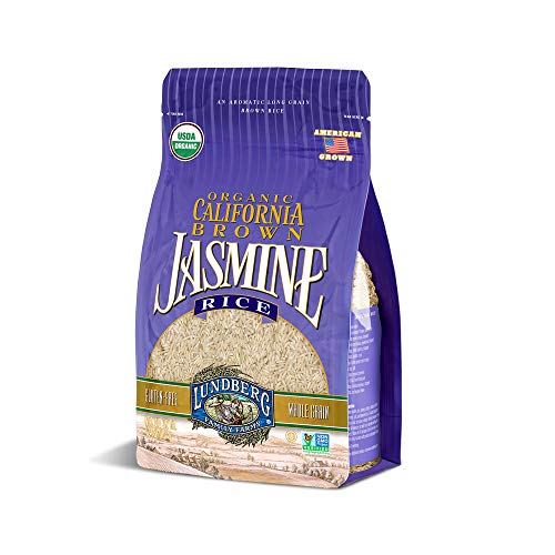 Lundberg Organic Jasmine Rice, Long Grain Brown Rice – Non-Sticky, Fluffy Aromatic Rice, Organically Grown in California, Pantry Staples, 32 Oz
