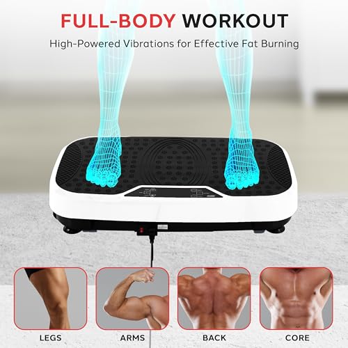Image of Hurtle Fitness Vibration Platform Machine - Home Gym Whole Body Shaker Exercise Machine Workout Trainer Fast Weight Loss w /Resistance Bands Easy Carry Wheel Remote Adjustable Speed