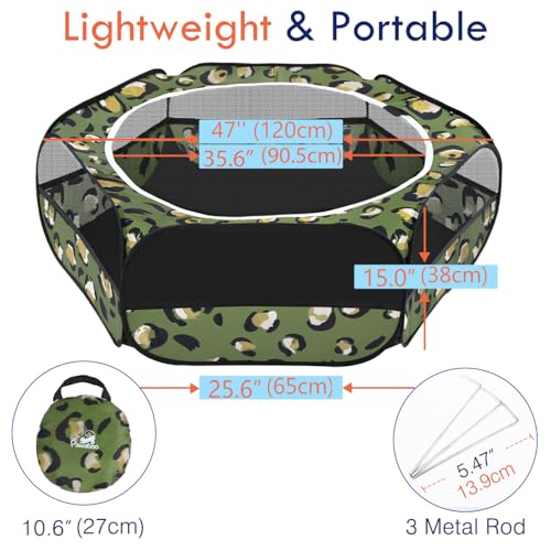 Image of Pawaboo Small Animal Playpen with Zippered Cover, Leopard Print