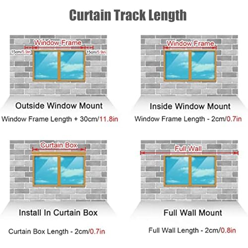 Rail de rideau coulissant encastré en aluminium flexible pour montage au plafond, séparateur de pièce et rideaux de baie vitrée avec crochets (blanc, 1,8 m)